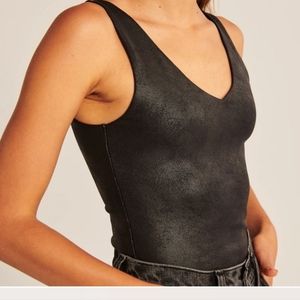 Faux leather bodysuit
